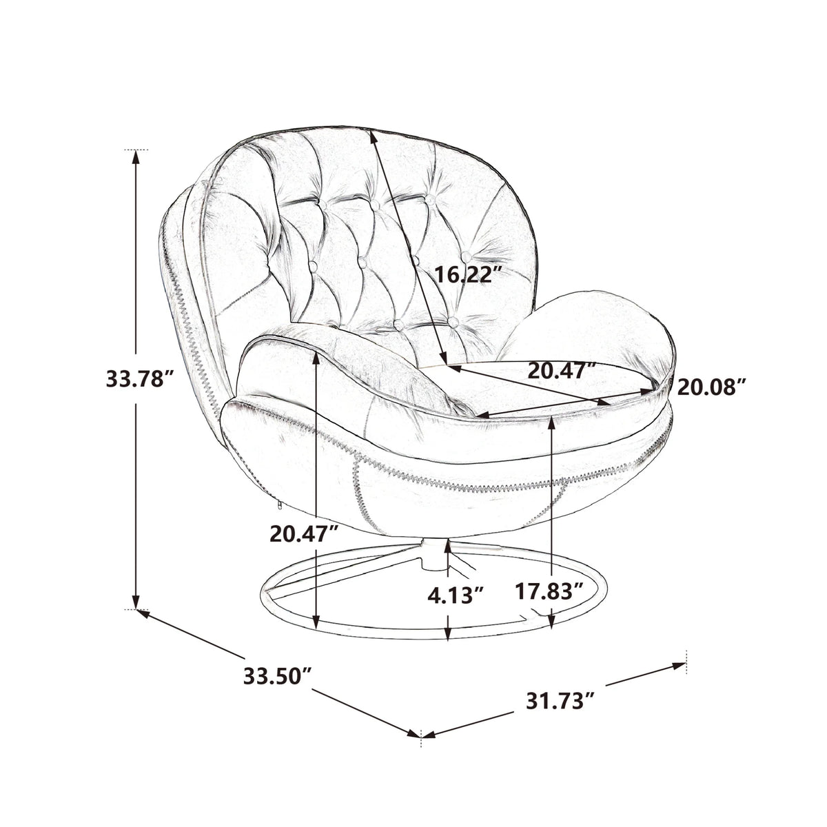 Velvet Swivel Accent Chair with Ottoman, Modern Chaise Lounge Chair with Metal Frame and Footstool, Comfy Armchair Reading Chair