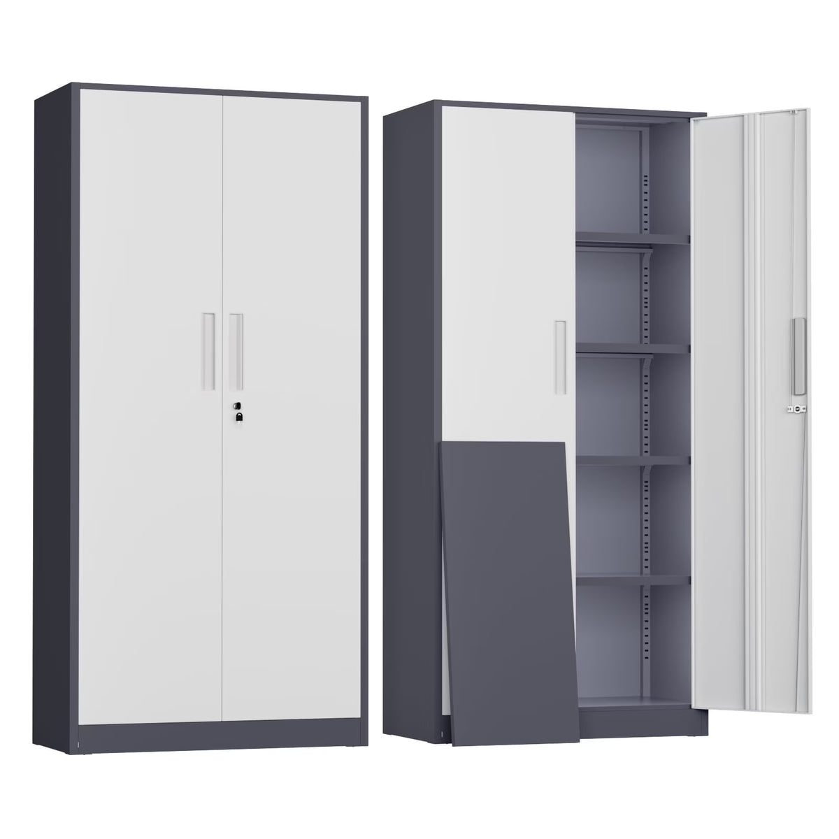SOLAURA 71" Metal Garage Storage Cabinet with Locking Doors and Adjustable Shelves for Home, Office(Black)