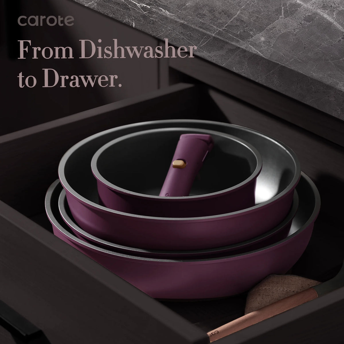 Carote 20 Pcs Nonstick Cookware Sets, Pots and Pans Set with Detachable Handles, Oven Safe, Induction Cookware, Stackable Kitchen Cooking Set, Ultra