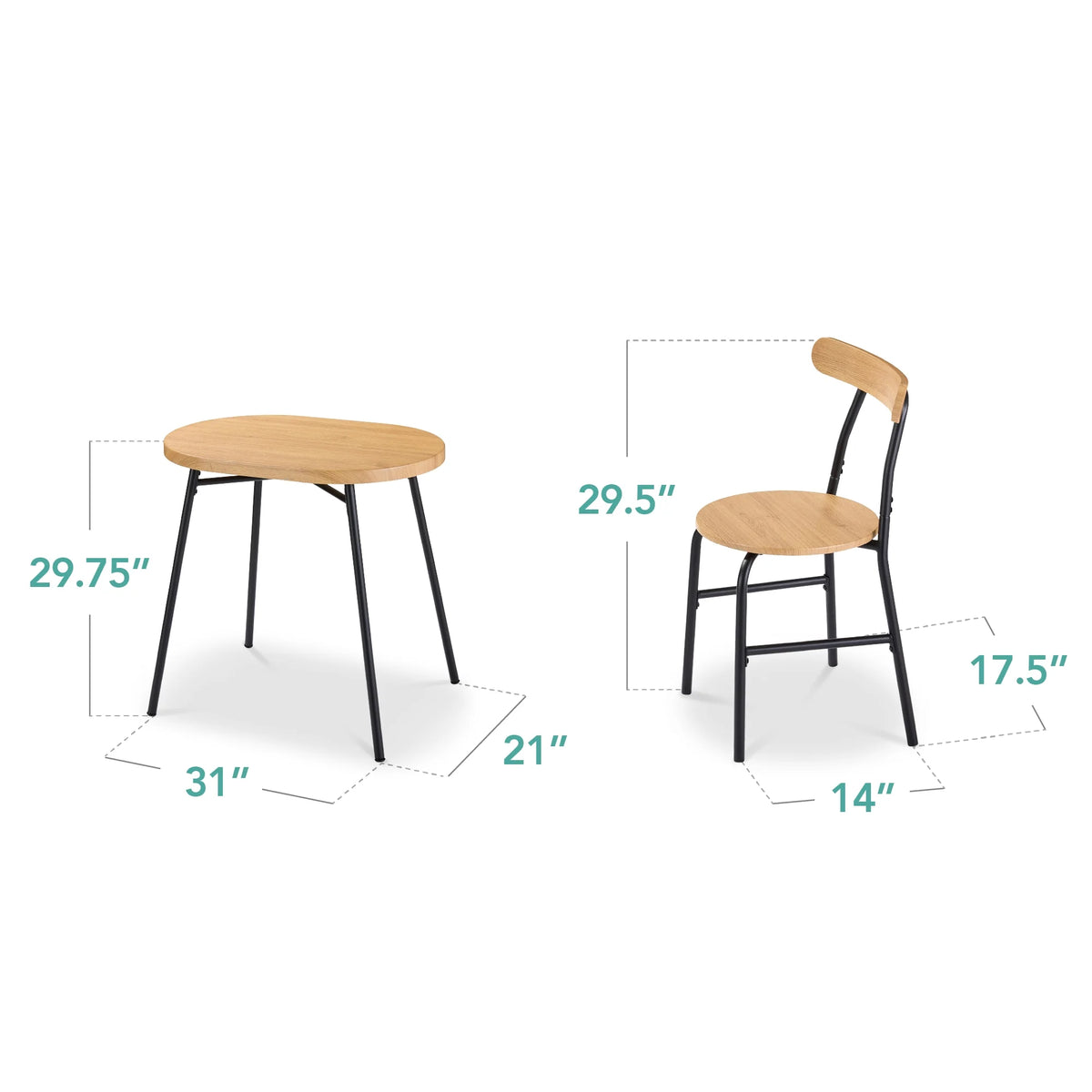 Best Choice Products 3 Piece Modern Oval Dining Table Set, Small Kitchen Dinette W/ 2 Chairs Black/Black