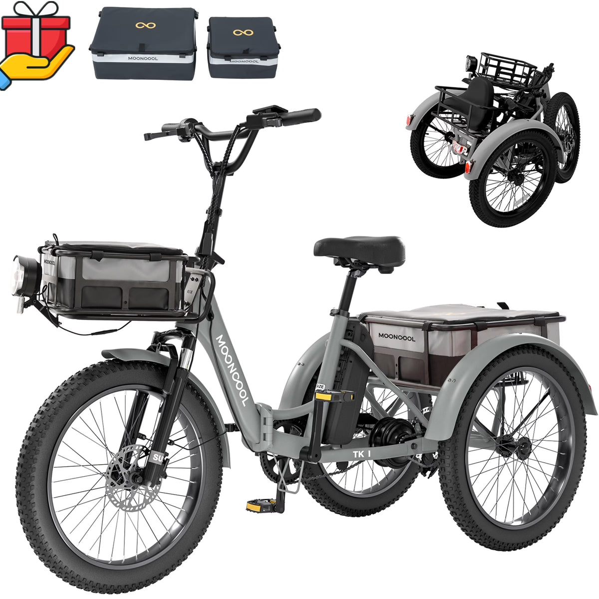 ABORON 3.0 Fat Tire Electric Trike for Senior Foldable E - Bike, 500W Motorized Tricycle Adult 20" Folding 3 Wheel Electric Commute Bike Trike W/48V