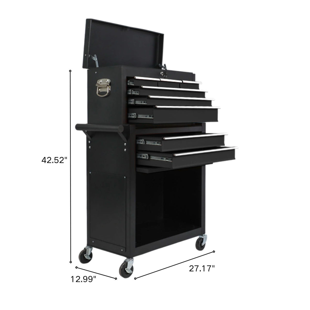 8 Drawer Large Capacity Rolling Toolbox, Detachable Cabinet Storage Tool Chest with Wheels, Tool Storage Cabinet with Lock for Workshop Garage
