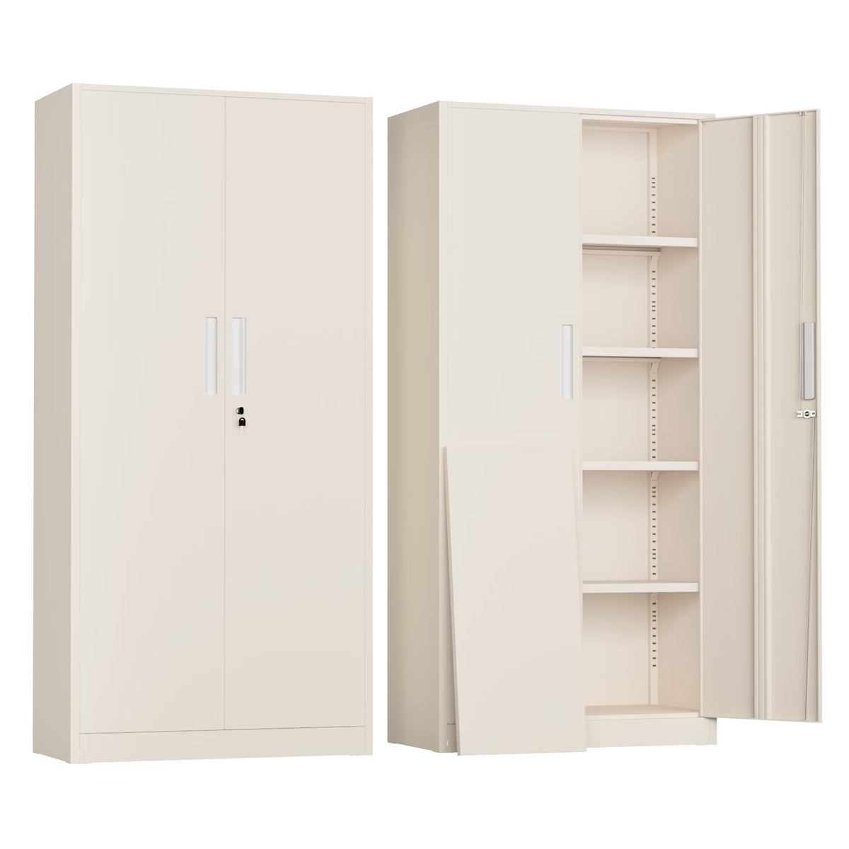 SOLAURA 71" Metal Garage Storage Cabinet with Locking Doors and Adjustable Shelves for Home, Office(Black)