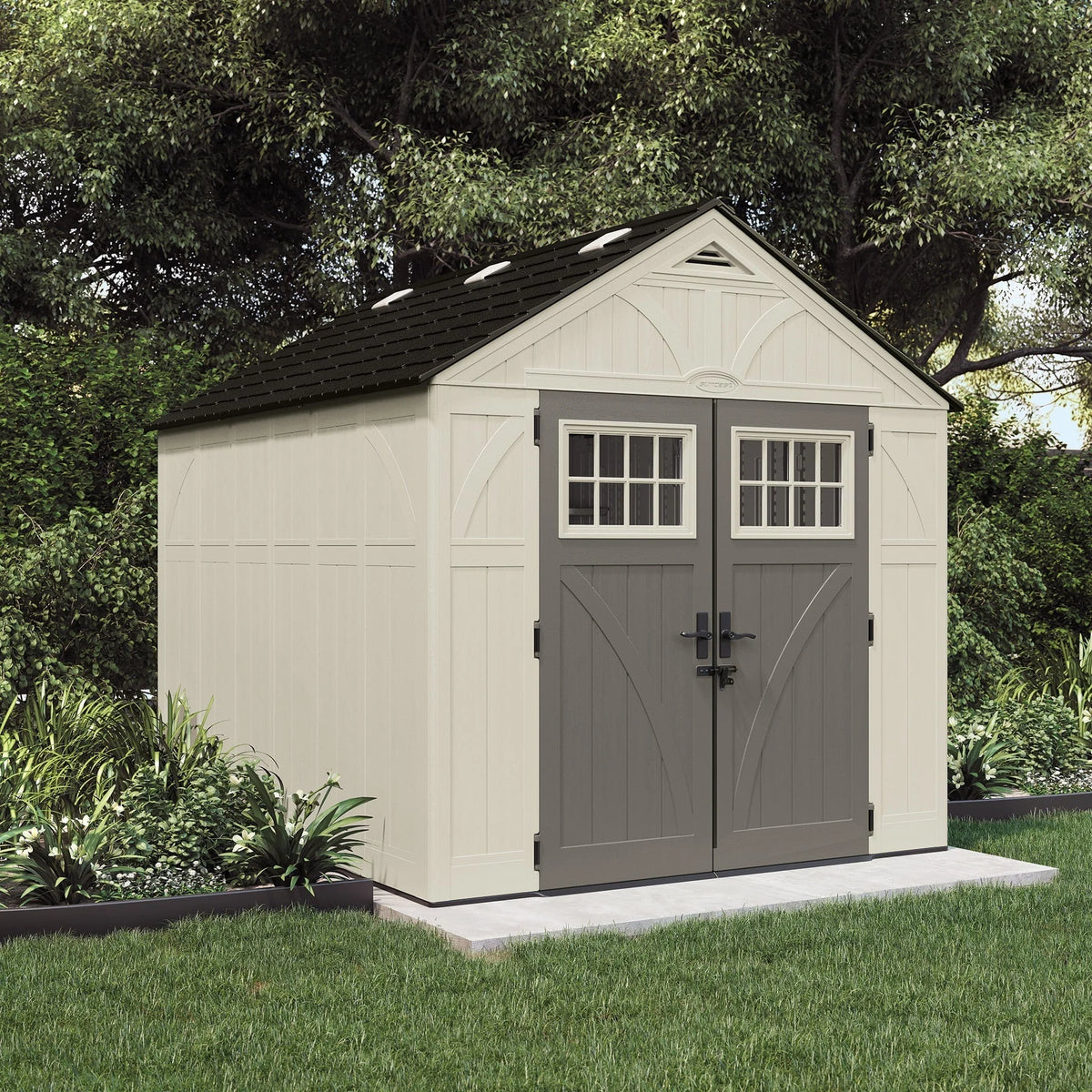 Suncast 8 x 10 ft. Metal and Resin Storage Shed. Vanilla