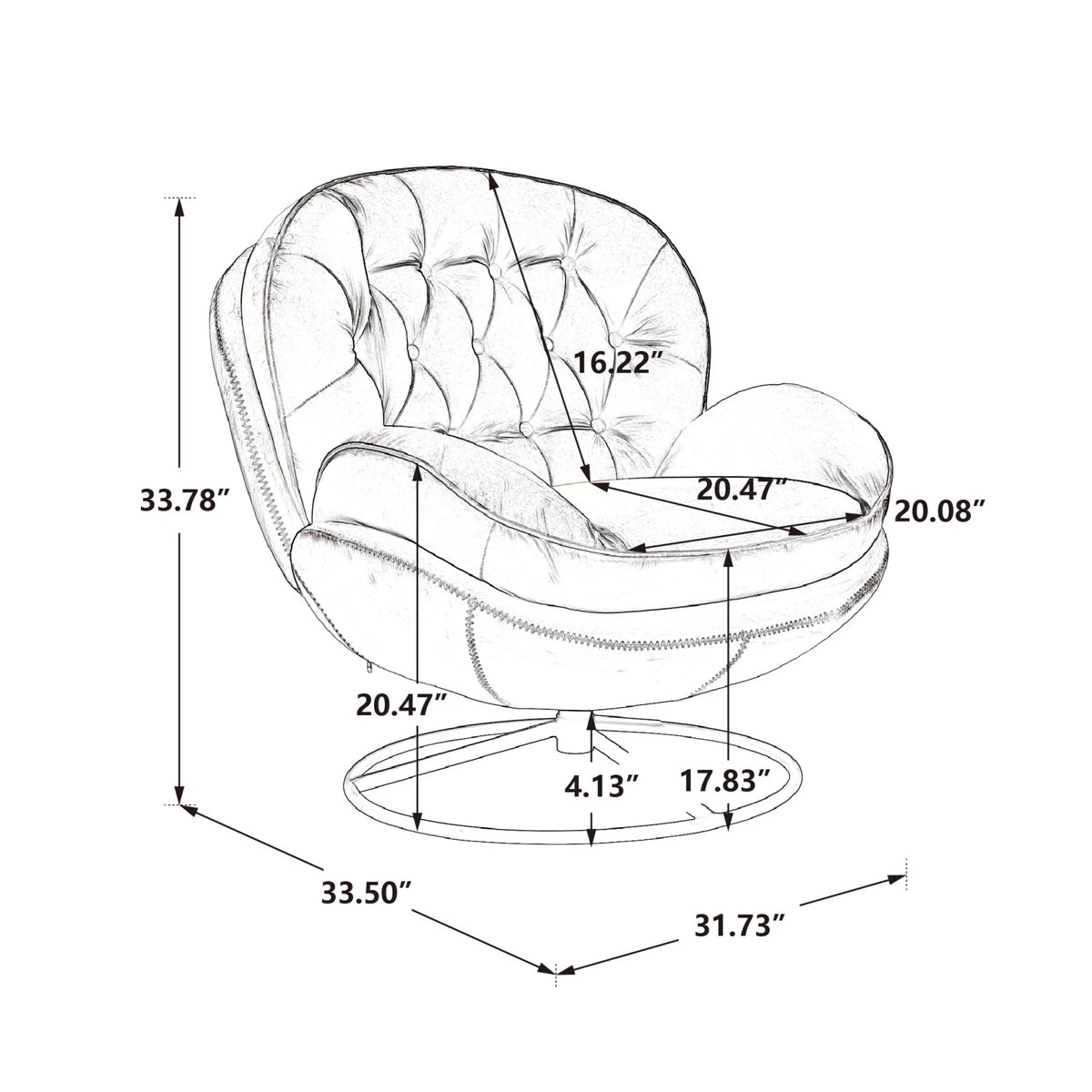 Velvet Swivel Accent Chair with Ottoman, Modern Chaise Lounge Chair with Metal Frame and Footstool, Comfy Armchair Reading Chair