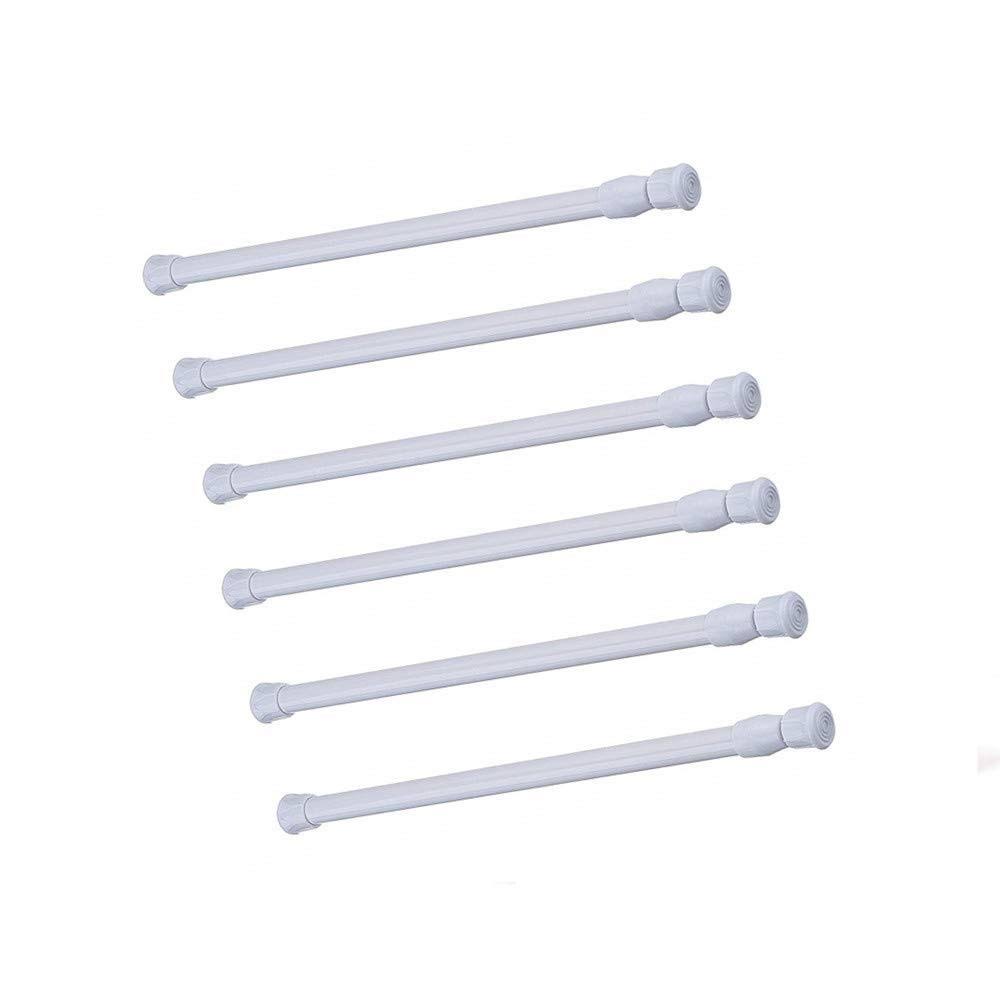 qinsou Cupboard Bars Tension Rods, 6 Pack Spring Tensions Rods 9.8 to 15.7 Inches Steel Adjustable Tension Curtain Rod Shower Rod Closet Rod Window