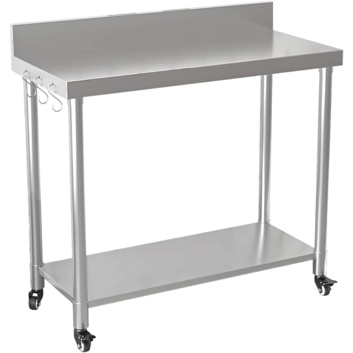 AECOJOY Stainless Steel Table with Backsplash 48"x18" Prep Tables for Commercial Kitchen