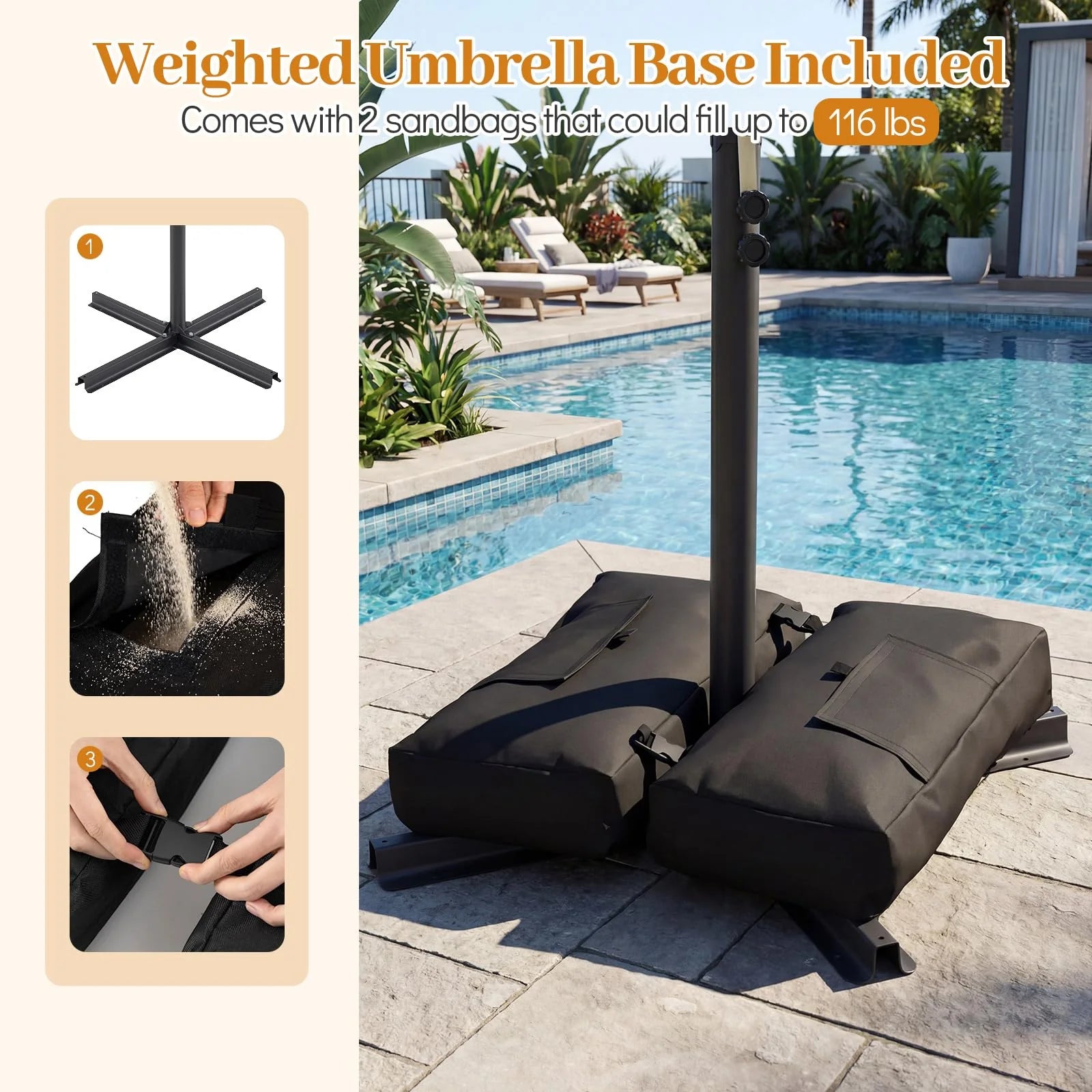 Tangkula 8x8 FT Patio Umbrella with Base Included