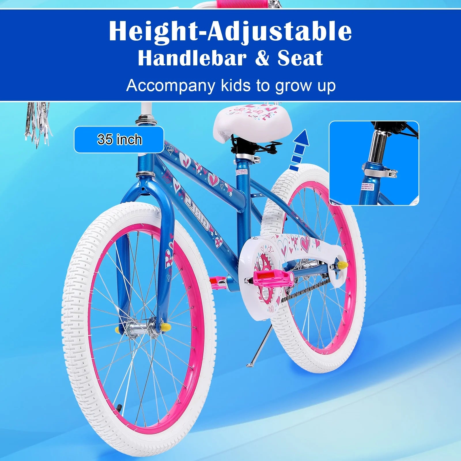 Vebreda 20 in Kids Bike Bicycle for 8 - 12 Years Old Kids, Blue