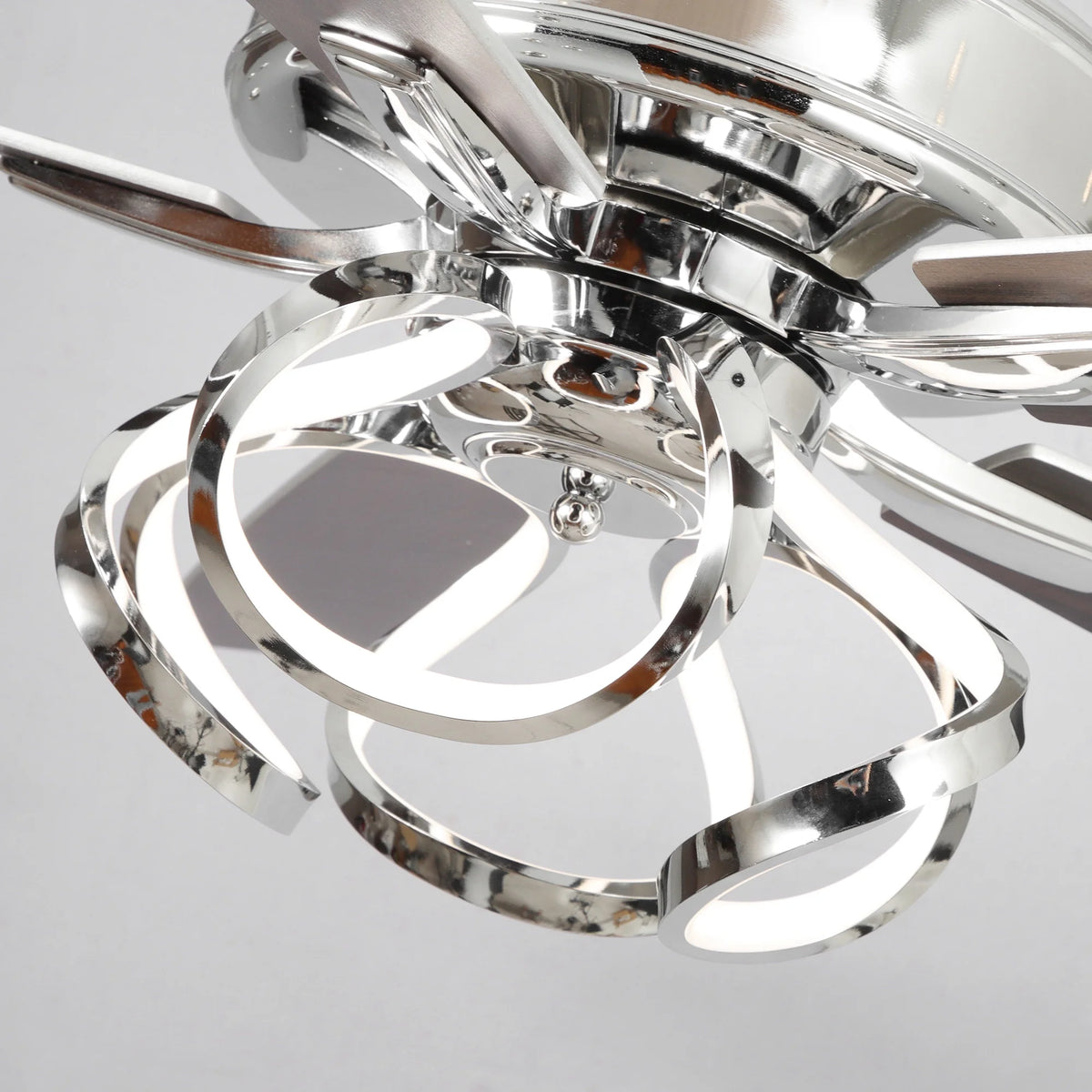 Parrot Uncle 52 - Inch Contemporary Chrome Ceiling Fan with Integrated LED Lights and Remote Control