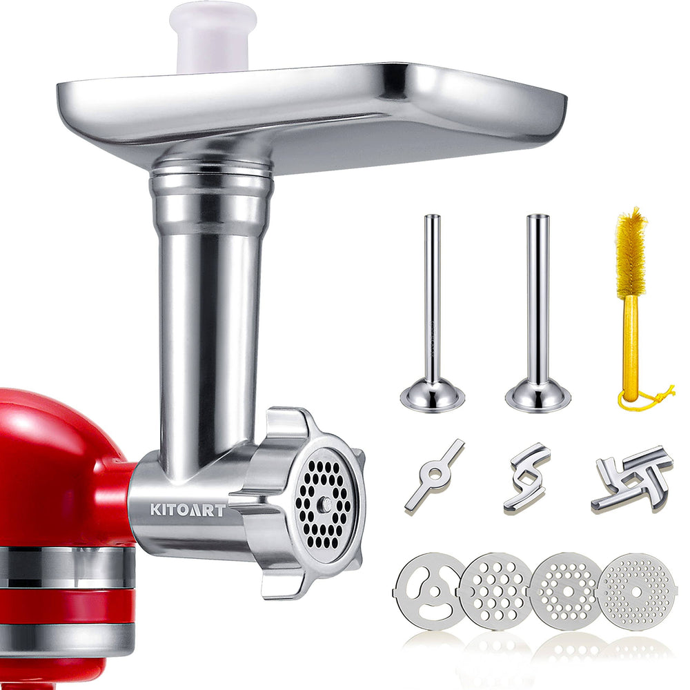 Metal Food Grinder Attachments for KitchenAid Stand Mixers , Meat Grinder , Sausage Stuffer Includes Two Sausage Stuffer Tubes