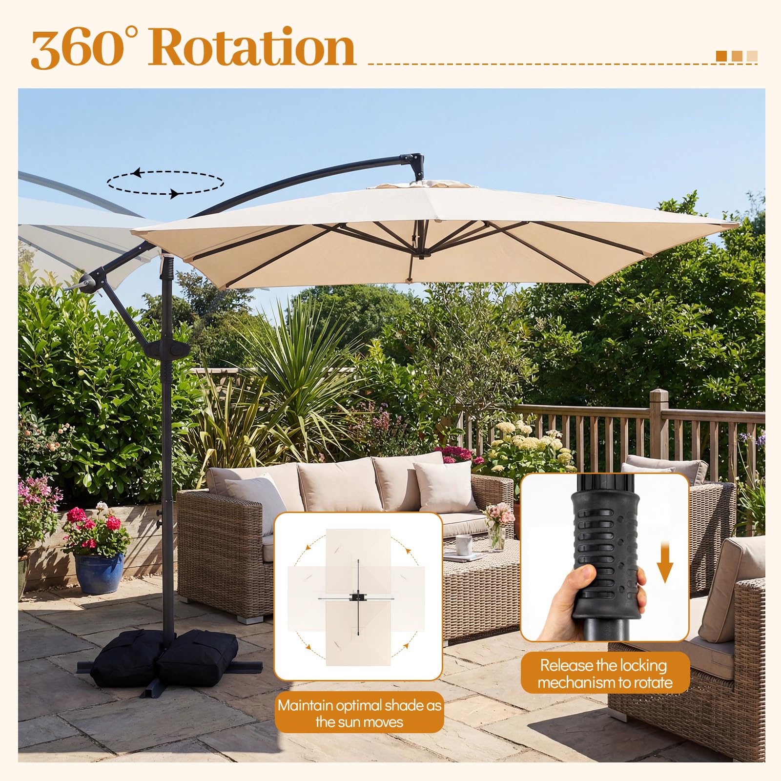 Tangkula 8x8 FT Patio Umbrella with Base Included