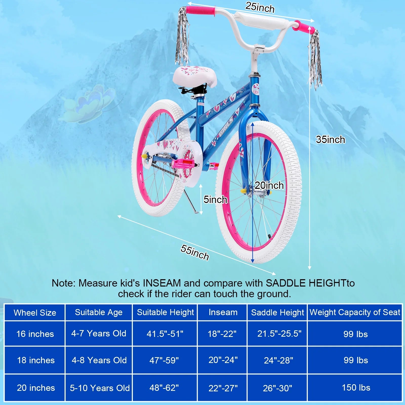 Vebreda 20 in Kids Bike Bicycle for 8 - 12 Years Old Kids, Blue