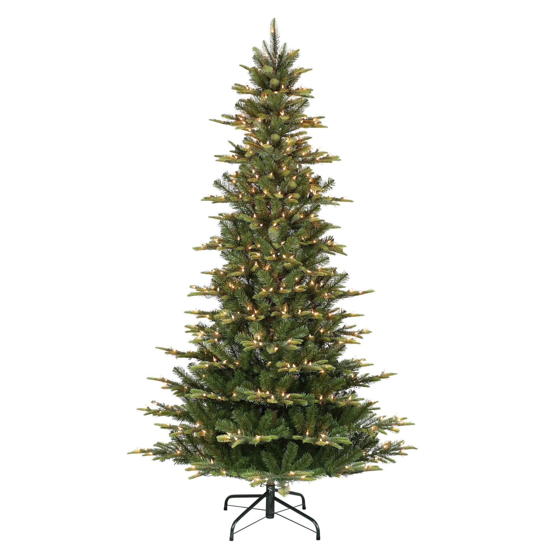 Puleo International 6.5 Foot Pre-Lit Slim Aspen Fir Artificial Christmas Tree, Green