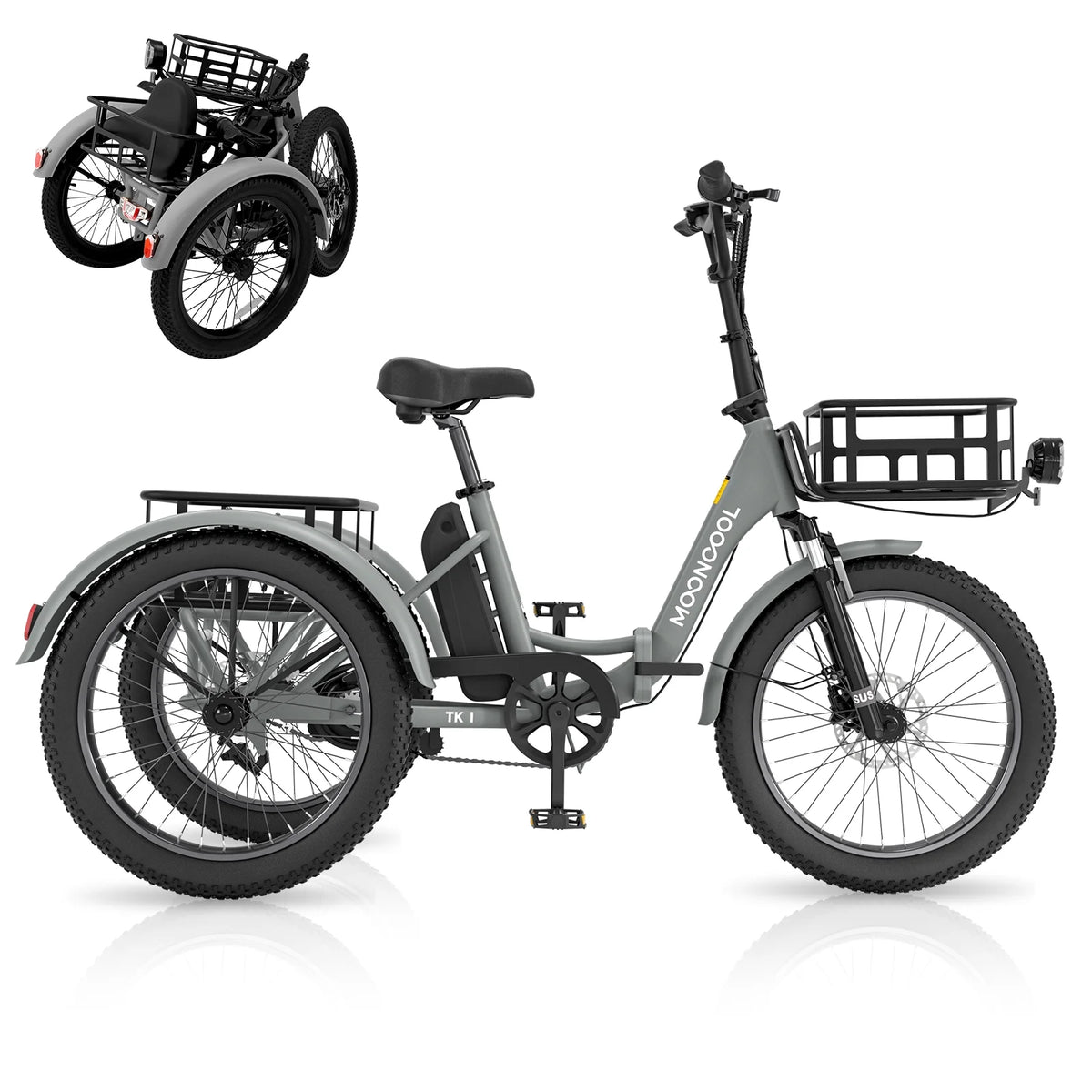 ABORON 3.0 Fat Tire Electric Trike for Senior Foldable E - Bike, 500W Motorized Tricycle Adult 20" Folding 3 Wheel Electric Commute Bike Trike W/48V