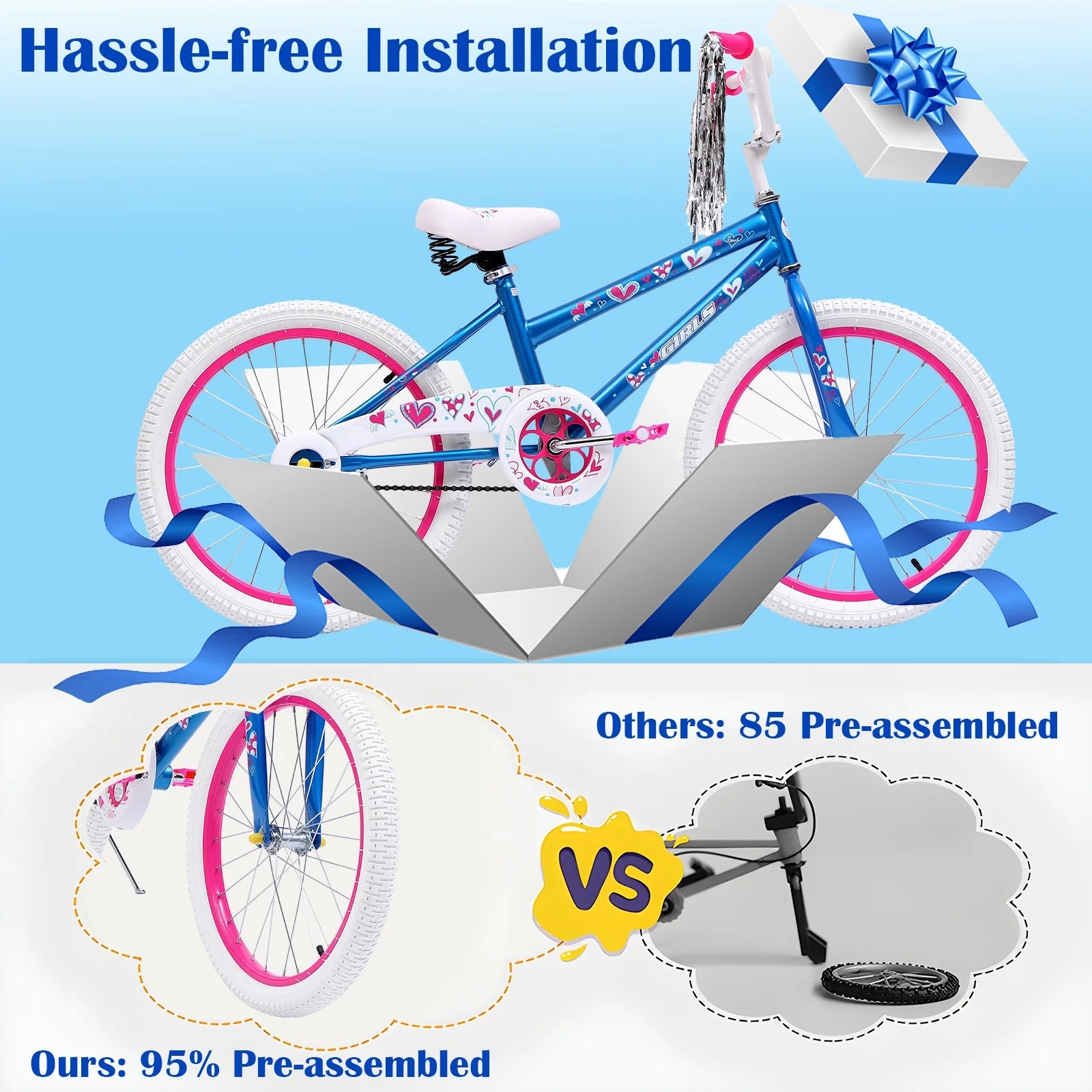Vebreda 20 in Kids Bike Bicycle for 8 - 12 Years Old Kids, Blue