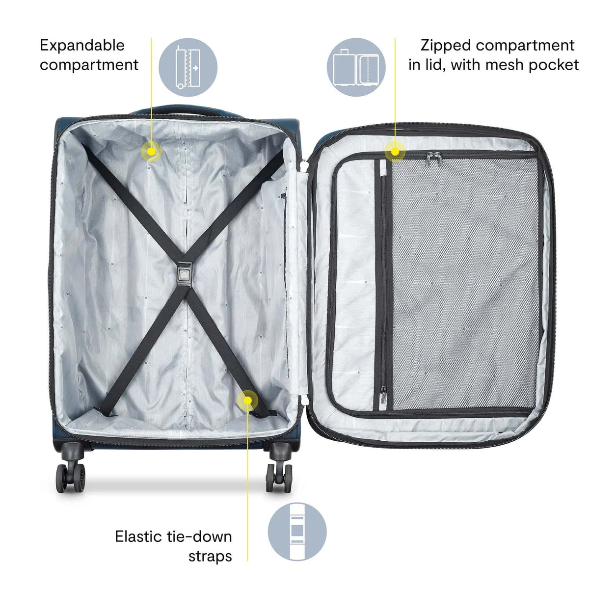 DELSEY PARIS Sky Max 2.0, 2 Piece Softside Luggage Set Includes 24" Checked Luggage and a Carry - on Duffel Bag, Blue