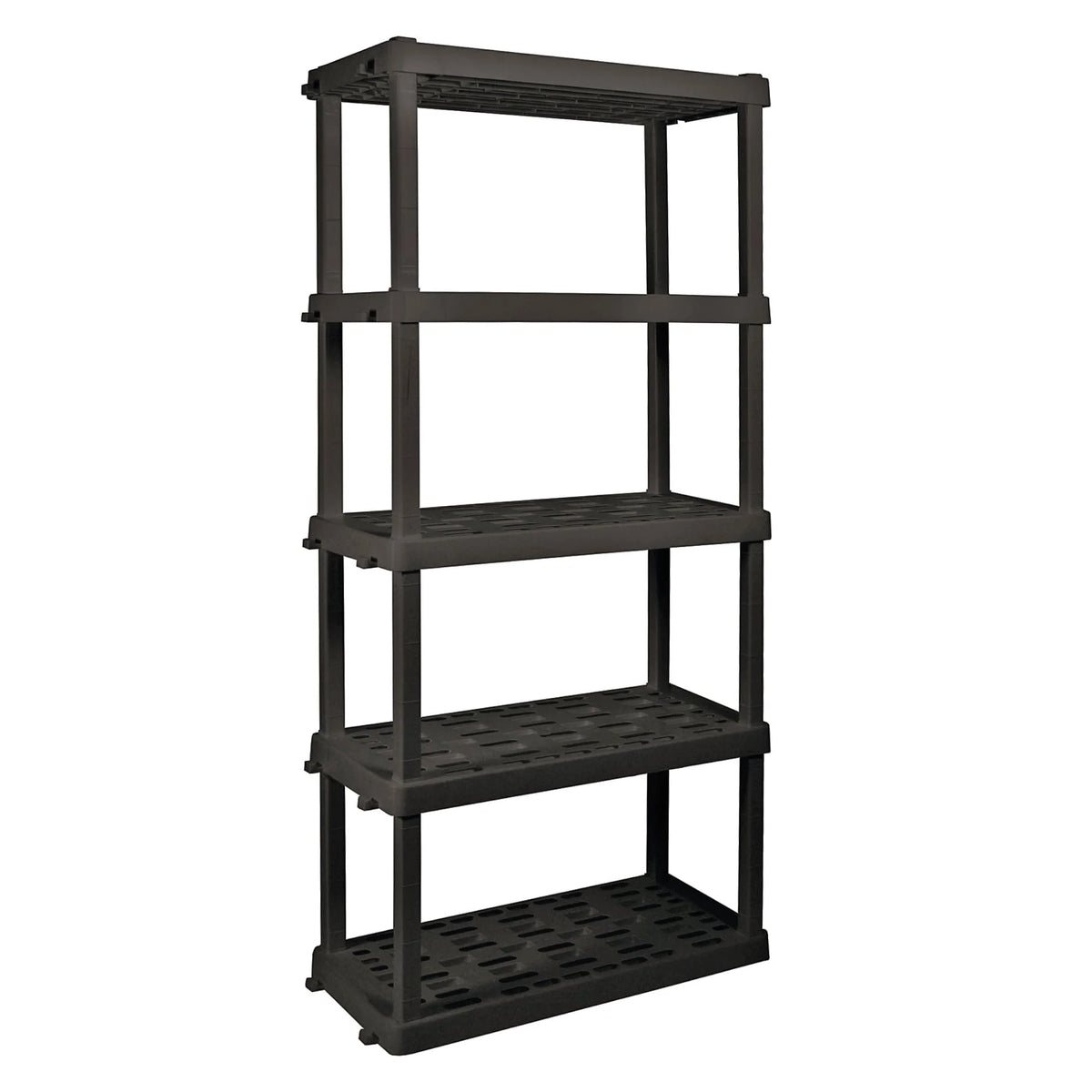 Hyper Tough Large 5-Tier Shelving Unit, W36 x D18 x H74" Interlocking Multipurpose Organizer, Black, Pack of 2