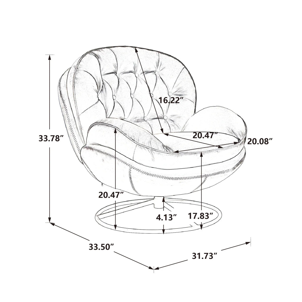 Velvet Swivel Accent Chair with Ottoman, Modern Chaise Lounge Chair with Metal Frame and Footstool, Comfy Armchair Reading Chair