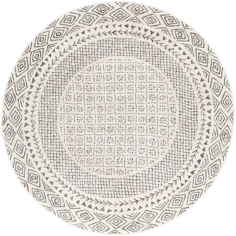 Calvo Oriental Gray Area Rug Union Rustic Rug Size: Round 6'7"