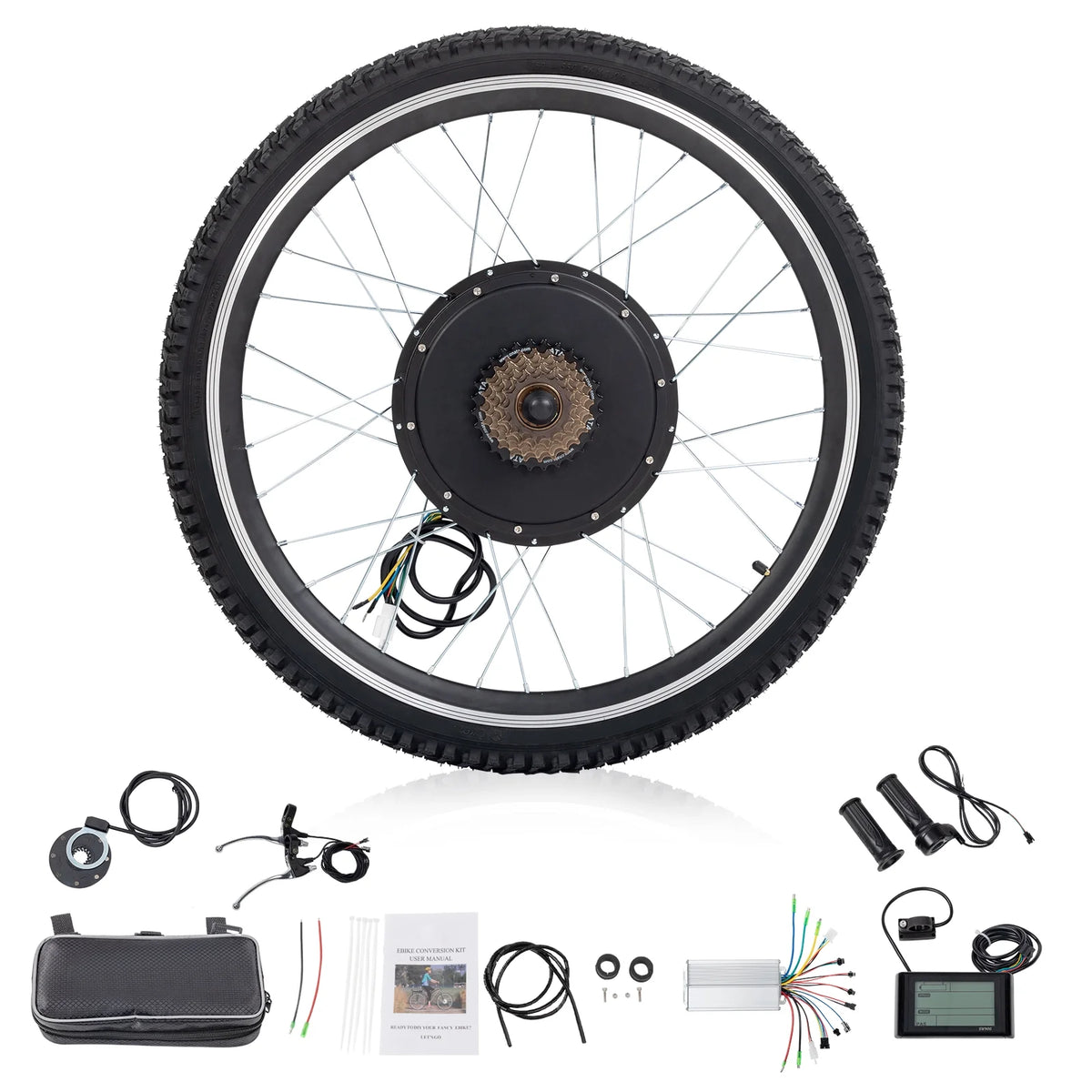 Ktaxon 48V 1000W Electric Bicycle Motor Kit, 26" Front Wheel E - Bike Conversion Kit W/ LCD Display (without Battery)