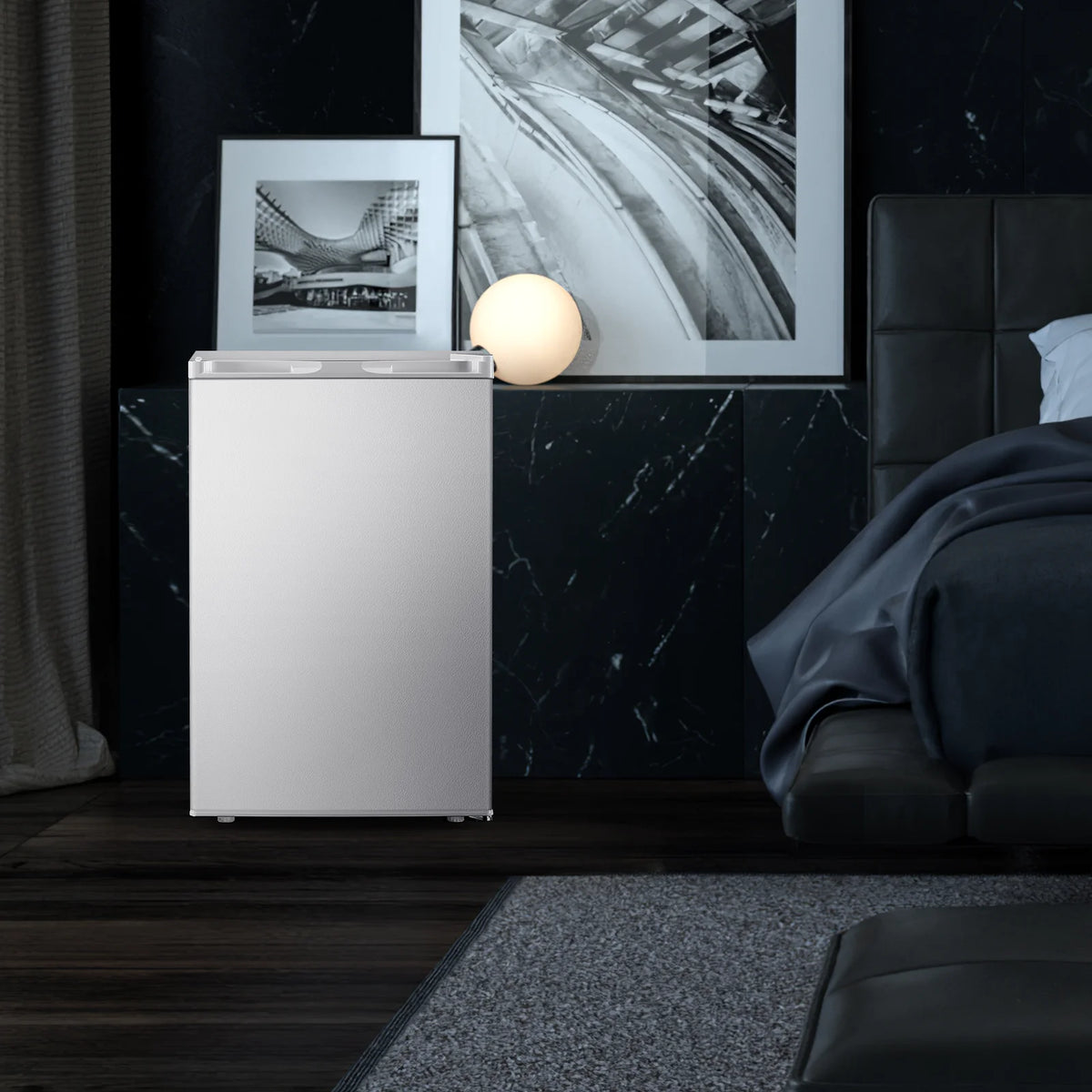 KNDKO 3.2cu.ft Upright Freezer, Compact Freezer with Removable Shelves, Adjustable Thermostat for Home/Kitchen/Office, SILVER