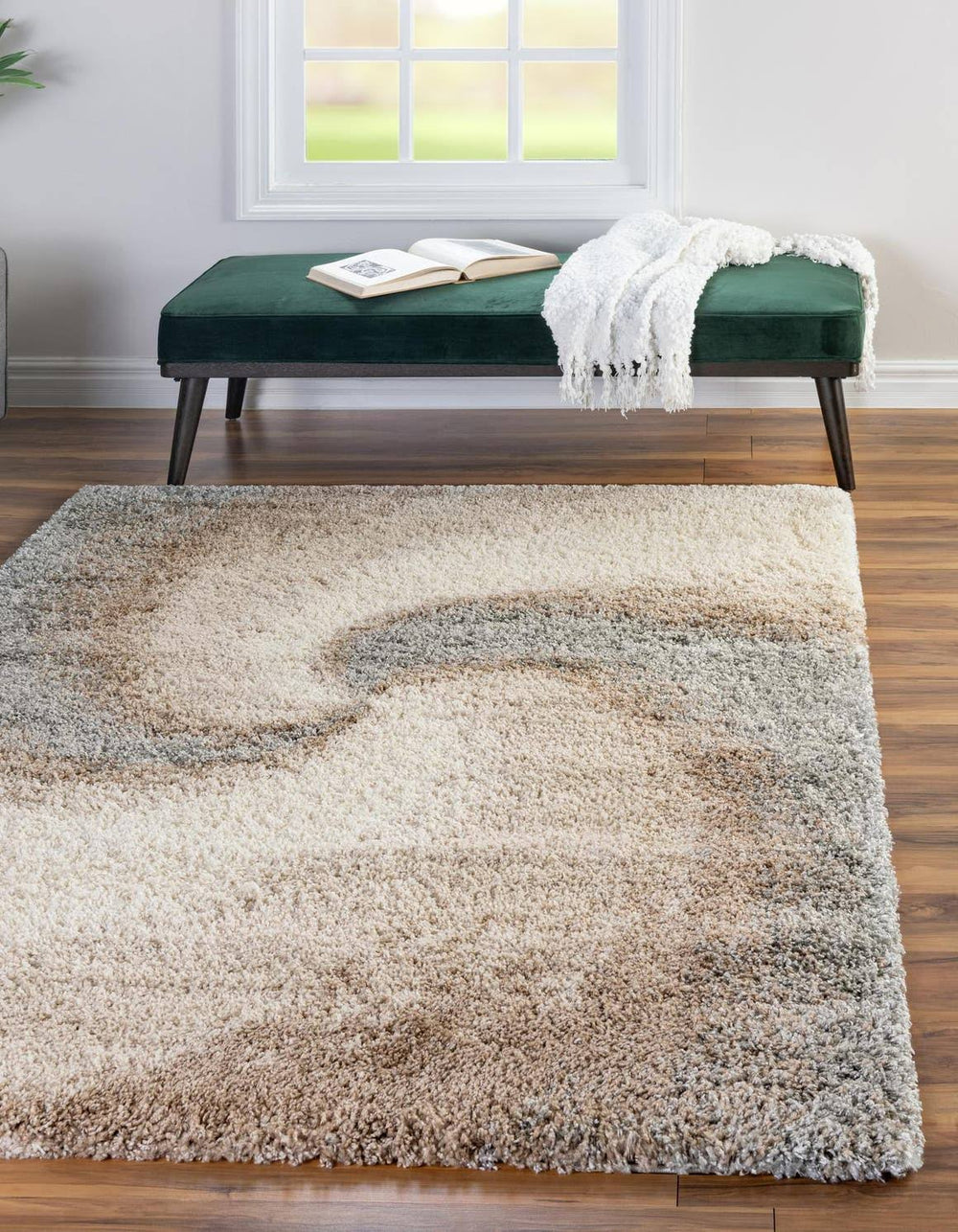 Unique Loom Soft Touch Shag 5x8 Khaki Abstract Area Rug