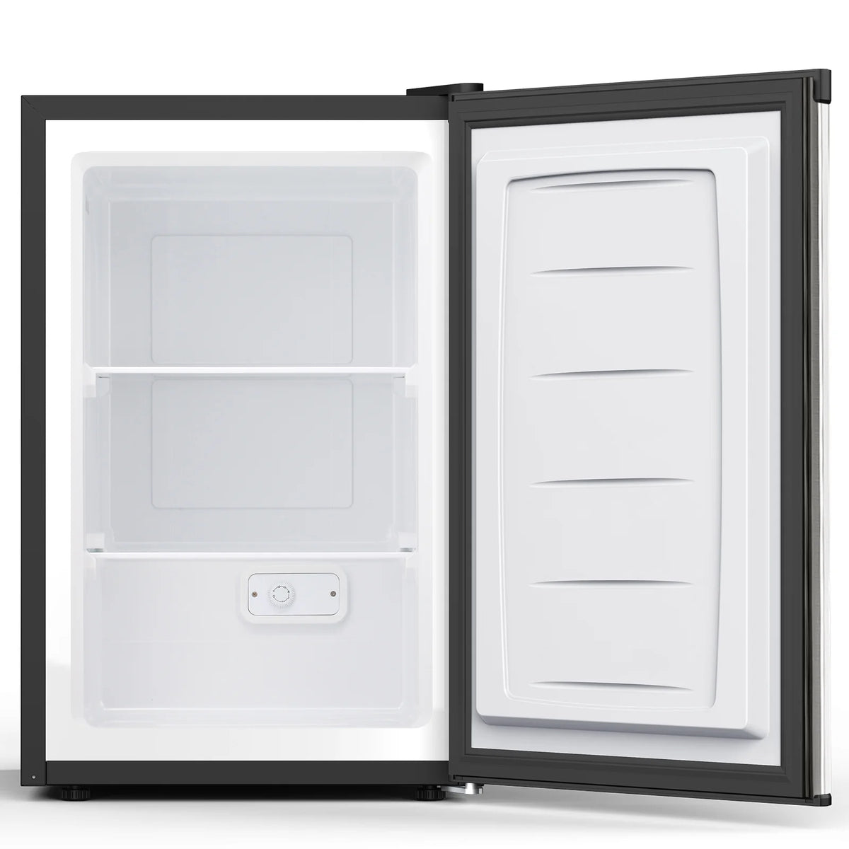 KNDKO 3.2cu.ft Upright Freezer, Compact Freezer with Removable Shelves, Adjustable Thermostat for Home/Kitchen/Office, SILVER