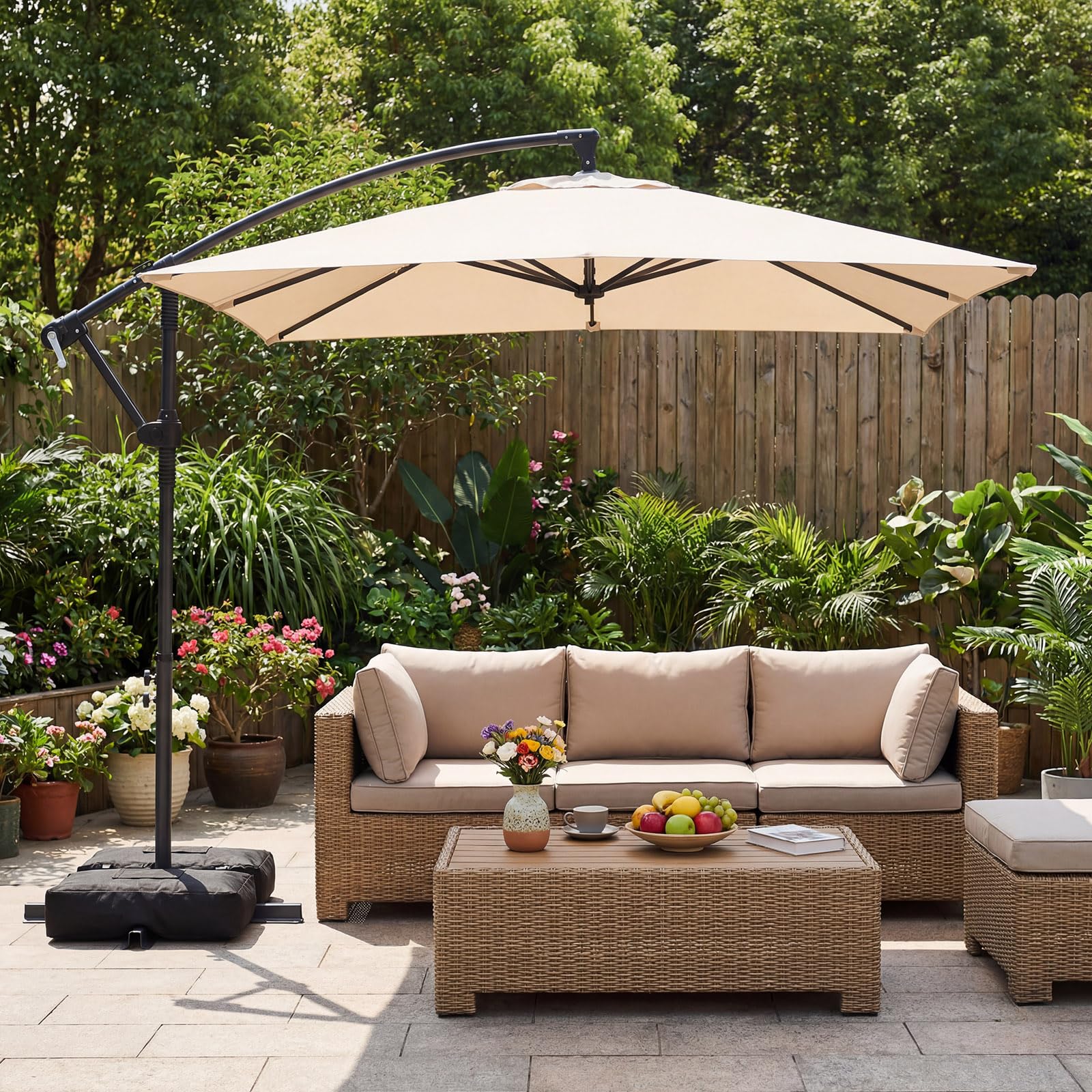 Tangkula 8x8 FT Patio Umbrella with Base Included