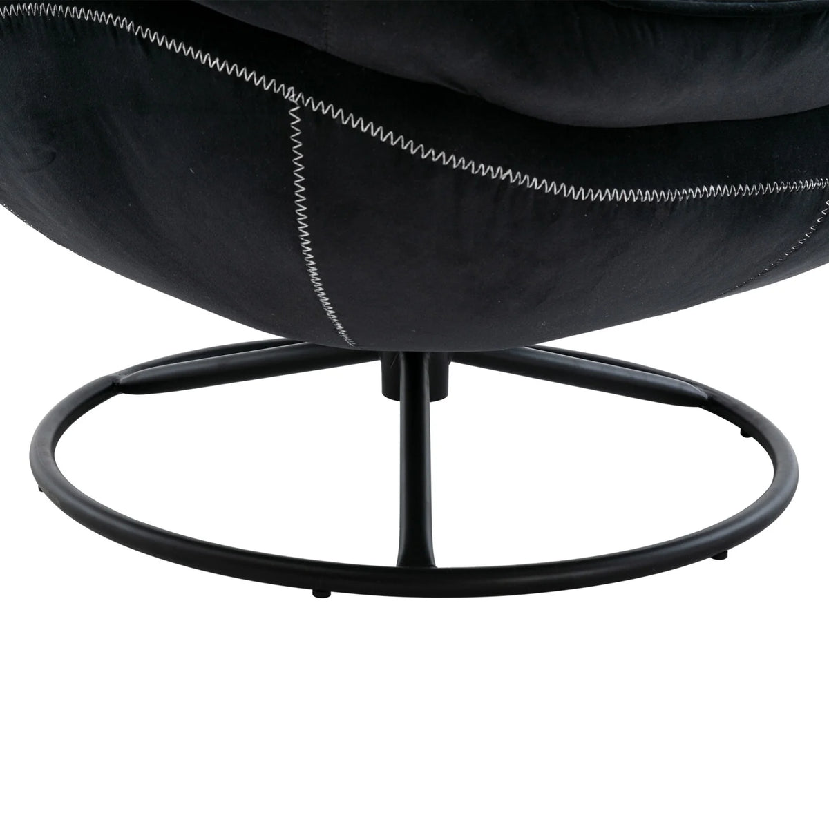 Velvet Swivel Accent Chair with Ottoman, Modern Chaise Lounge Chair with Metal Frame and Footstool, Comfy Armchair Reading Chair
