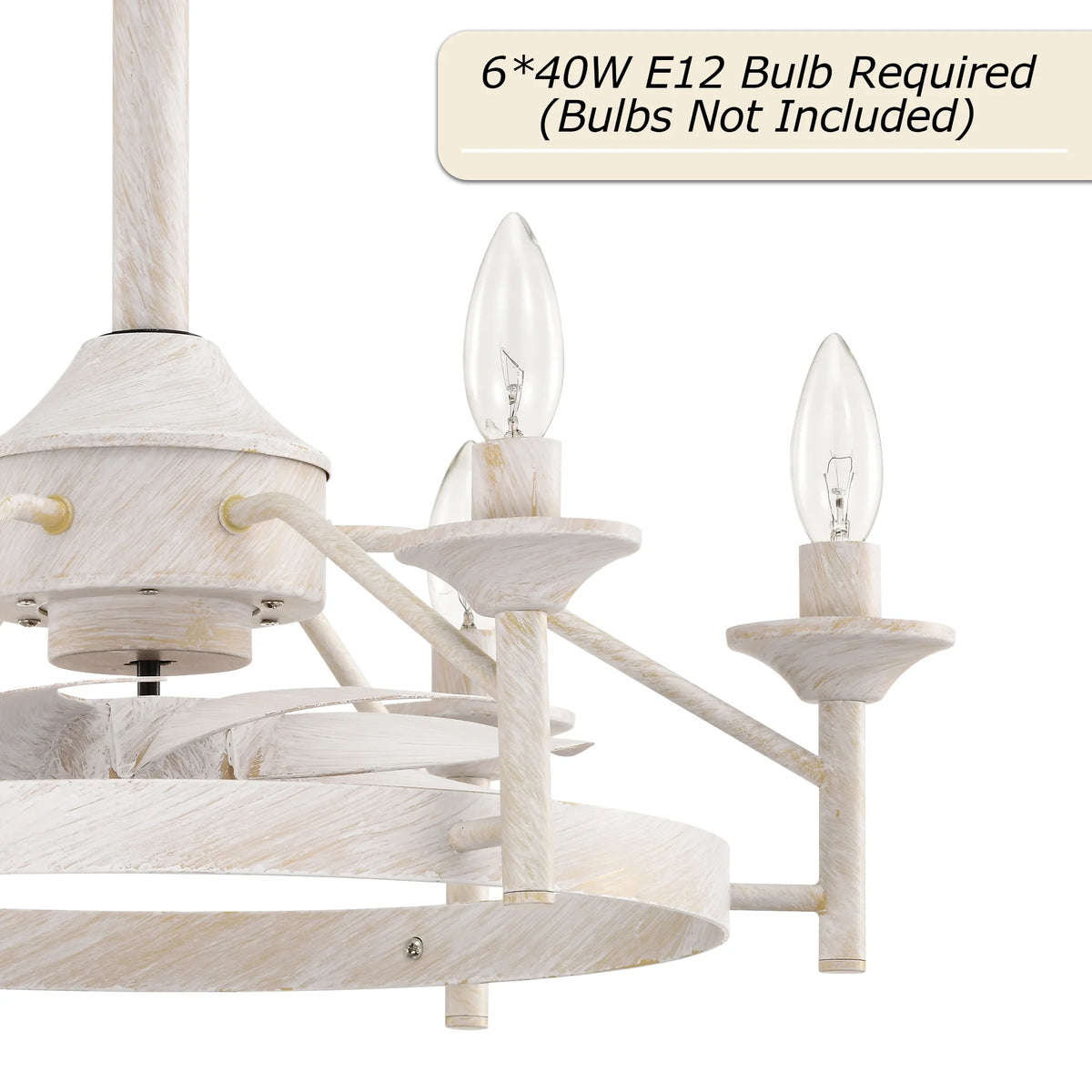 Maxax Candlestick Ceiling Fan with Light, 21" White Vintage Ceiling Fan with Remote Control, 6 Speeds Reversible Timing Ceiling Fan