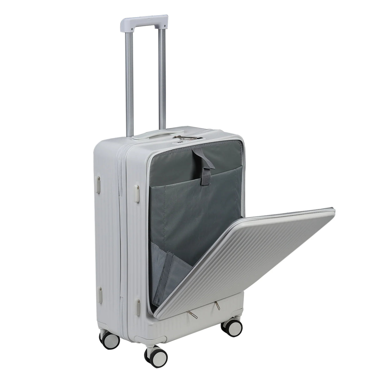 24 in Checked Luggage with Front Pocket, USB Charging Port, Built - in Lock Carry on Suitcase, Cup Holder and Phone Holder, Medium Hardside Suitcase