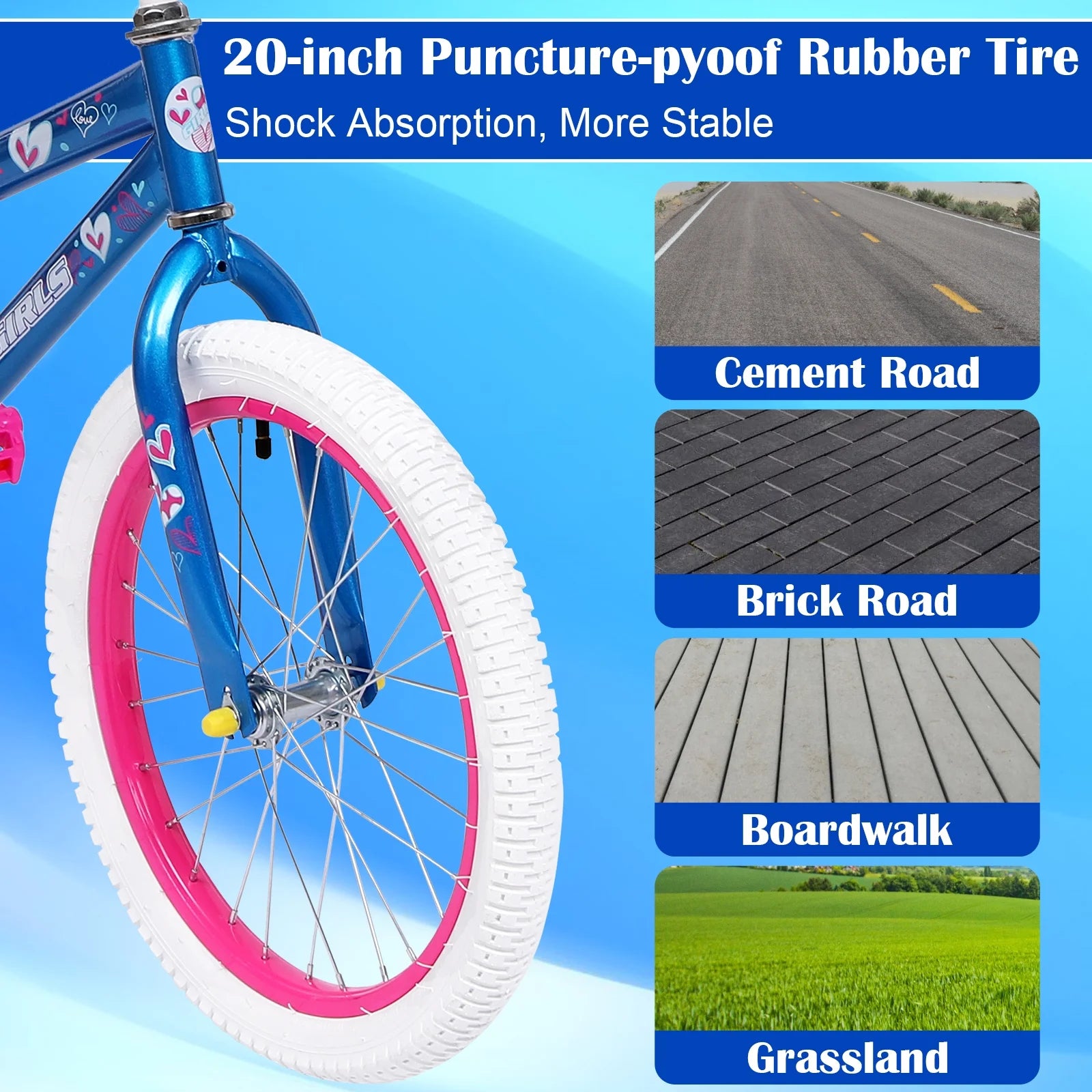 Vebreda 20 in Kids Bike Bicycle for 8 - 12 Years Old Kids, Blue